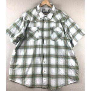 Magellan Outdoors Men's 3XL Green / White / Orange Plaid Classic Fit Button-Up